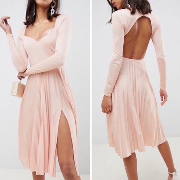 ASOS Dresses & Skirts - ASOS NWT Pink Sweetheart Pleated Midi Dress Sz 6